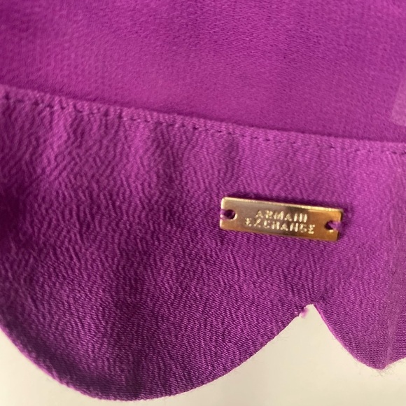 Armani Exchange Purple Short Sleeve Button Down Shirt With Scalloped Edges Large - Picture 4 of 12